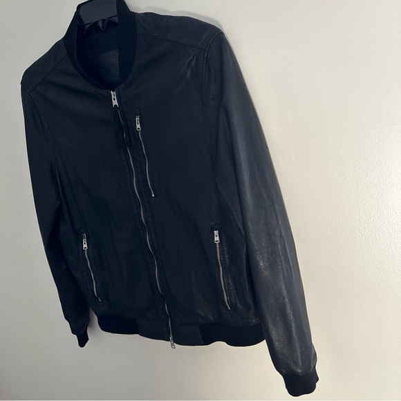 ALLSAINTS Leather Jacket XL Mens Black XL Biker Bomber All saints - Picture 5 of 16